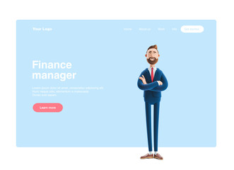 3d illustration. Portrait of a handsome businessman Billy. Web banner, start site page, infographics, manager concept.