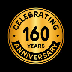 160 years anniversary logo design template. One hundred and sixty years logtype. Vector and illustration.