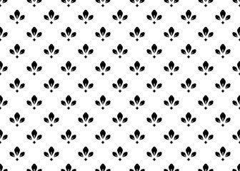 Flower geometric pattern. Seamless vector background. White and black ornament. Ornament for fabric, wallpaper, packaging. Decorative print