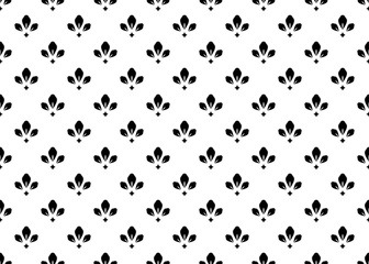 Flower geometric pattern. Seamless vector background. White and black ornament. Ornament for fabric, wallpaper, packaging. Decorative print