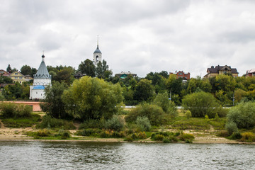 Fototapeta premium View from the Oka river on the city of Murom Vladimir region Russia cloudy summer day
