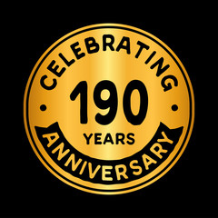 190 years anniversary logo design template. One hundred and ninety years logtype. Vector and illustration.