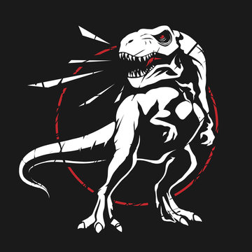 Angree tyrannosaurus illustration on black background