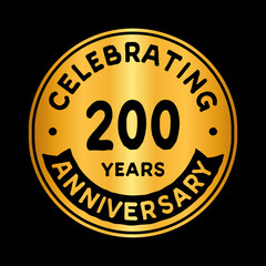 200 years anniversary logo design template. Two hundred years logtype. Vector and illustration.