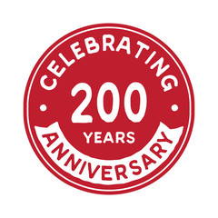 200 years anniversary logo design template. Two hundred years logtype. Vector and illustration.