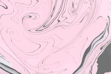 Abstract vector marble background. Pink and black marbling texture.