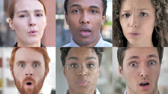 Collage of Young People With Shocked Expression