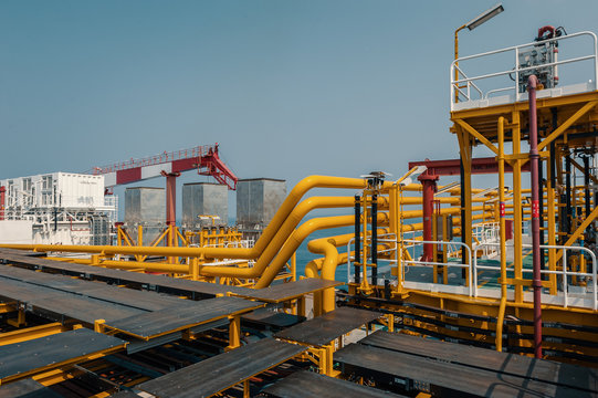 Pipes and machinery on FPSO vessel