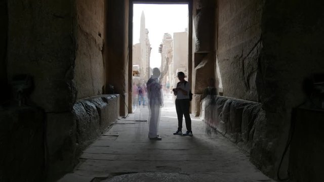 View from Tuthmosis sanctuary, Temple of Thutmose III at Karnak Temple Complex, El-Karnak, Luxor Governorate, Egypt - Time Lapse