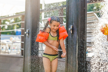 Adorable Little Girl Enjoying Summer Water Activities