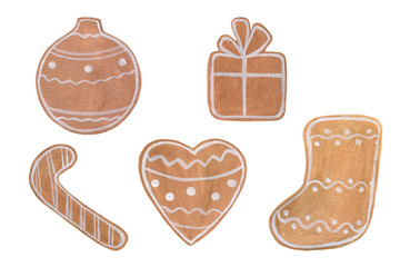 A set of ginger Christmas cookies, the symbol of traditional holiday