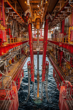 High angle view of offshore drill of oil and gas production