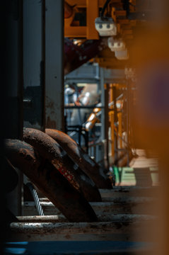 Close up view of anchor chain