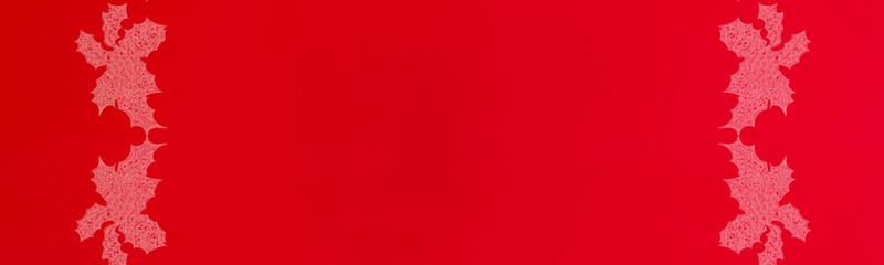 Red background with Christmas ornaments