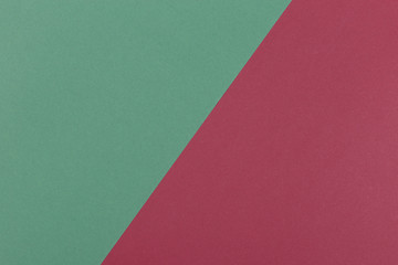 Paper green, burgundy empty background, geometrically located. Color blank for presentations, copy space.