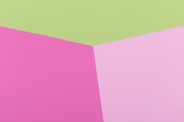 Paper pink, green, pastel, candy background, geometrically located. Color blank for presentations, copy space.
