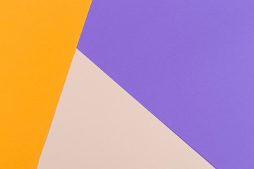 Paper empty purple, yellow, pastel background, geometrically located. Color blank for presentations, copy space.