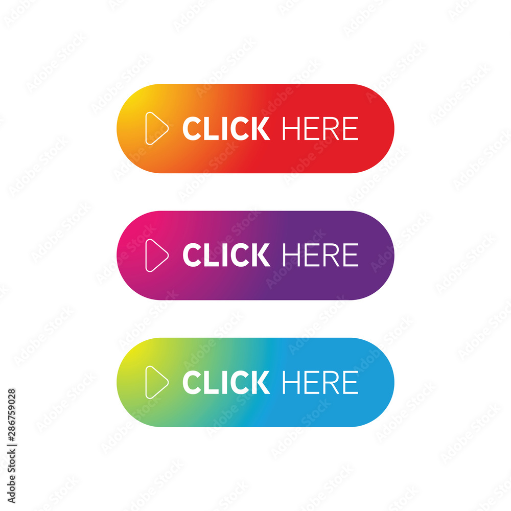 Poster click here button set vector