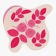 Bouquet of roses in simple style. Pastel colors of pink and coral, Scandinavian style. Vector illustration for greeting card, birthday, wedding, invitation.