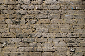 Old white brick. Brickwork. Old brickwork. The wall is built of white brick. Architectural texture. Silicate brick. Dirt on the wall.