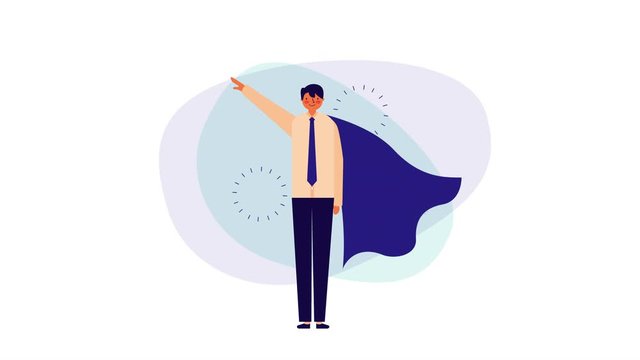 businessman worker with hero cape