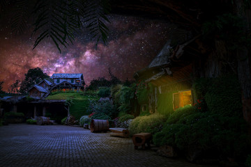 Night view at Old Village in Indonesia