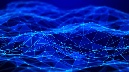 Abstract polygonal space. Connection dots and lines structure. Digital background. Triangular business wallpaper. 3d