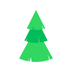 Vector illustration, Christmas tree icon, flat cartoon style, isolated on white background. Applicable as a decorative element for interior designs, greeting postcards, posters, flyers etc.
