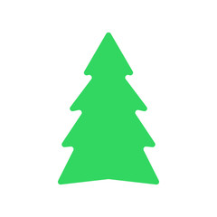 Vector illustration, Christmas tree icon, flat cartoon style, isolated on white background. Applicable as a decorative element for interior designs, greeting postcards, posters, flyers etc.
