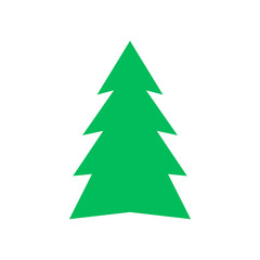 Vector illustration, Christmas tree icon, flat cartoon style, isolated on white background. Applicable as a decorative element for interior designs, greeting postcards, posters, flyers etc.