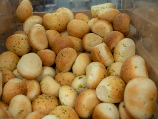 Bakery products in the shop window