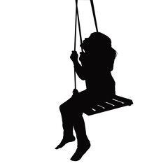 Naklejka premium a girl swinging silhouette vector