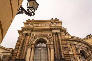 View from Frauenkirche towards An der Frauenkirche Street in Dresden, Germany