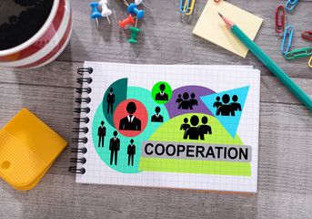 Cooperation concept on a notepad