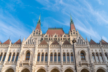 Fototapeta na wymiar Beautiful view of Budapest parliament against the sky, Hungary.
