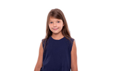 Fototapeta premium Portrait of a young girl on a white background.