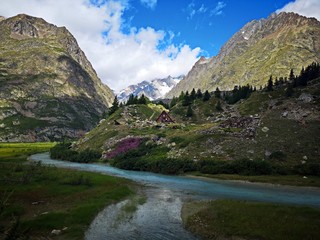 Fototapeta na wymiar Blue river in the mountains 