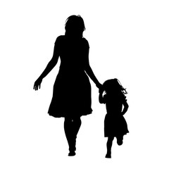 The silhouette of mom and daughter. Vector illustration