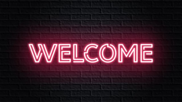 red neon video animation welcome