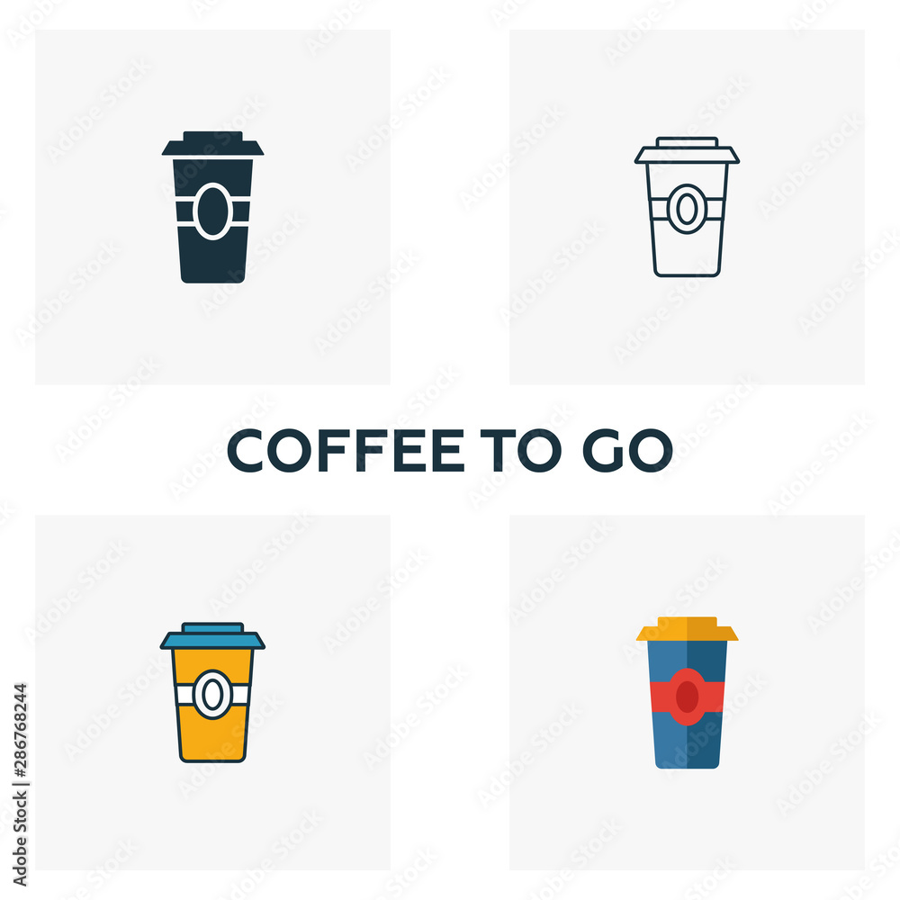 Poster coffee to go icon. thin line symbol design from coffe shop icon collection. ui and ux. creative simp
