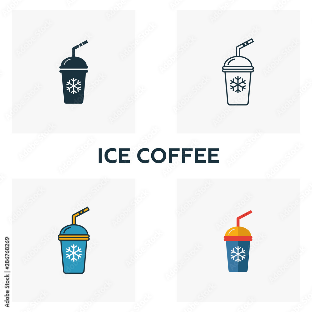 Poster ice coffee icon. thin line symbol design from coffe shop icon collection. ui and ux. creative simple