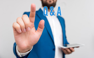 Conceptual hand writing showing Q And A. Concept meaning a period of time or an occasion when...