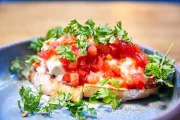 Bruschetta with strawberries and cream cheese