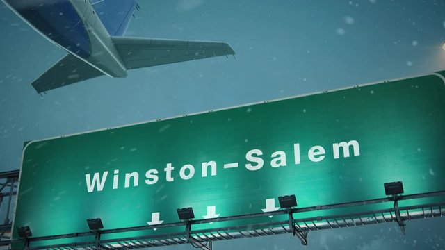 Airplane Take off Winston–Salem in Christmas