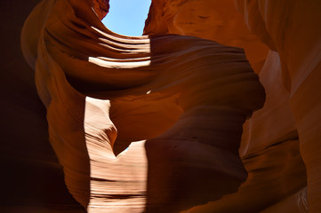 Woman in the Wind rock formation in Antelope Canyon near Page, AZ