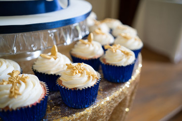 Gold and Blue Theme Cupcakes Christening