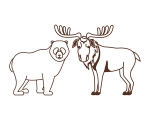 Fototapeta na wymiar Isolated moose and bear animal design vector illustration