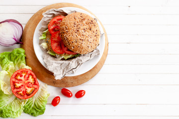 quinoa vegetable burger with tomato 