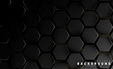 Abstract black hexagon pattern on a technology style of neon gradient background. Honeycomb. Vector illustration