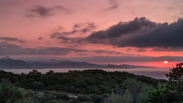 Sunset in the Gulf of Saint Florent, Corsica